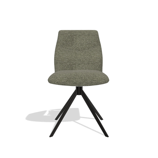 Silla de comedor sin reposabrazos Ferrara 6406 en tela Sneak 59 (gris oscuro), base giratoria en negro, vista frontal