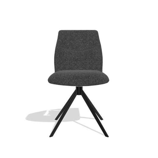 Silla de comedor sin reposabrazos Ferrara 6406 en tela Sneak 67 (negro), base giratoria en negro, vista frontal