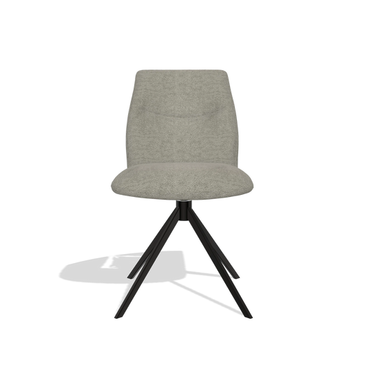 Silla de comedor sin reposabrazos Ferrara 6406 en tela Stella 10 (topo), base giratoria en negro, vista frontal