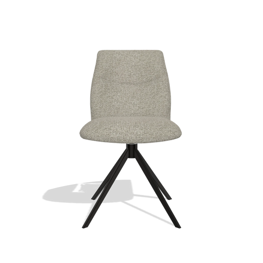 Silla de comedor sin reposabrazos Ferrara 6406 en tela Taurus 05 (verde salvia), base giratoria en negro, vista frontal