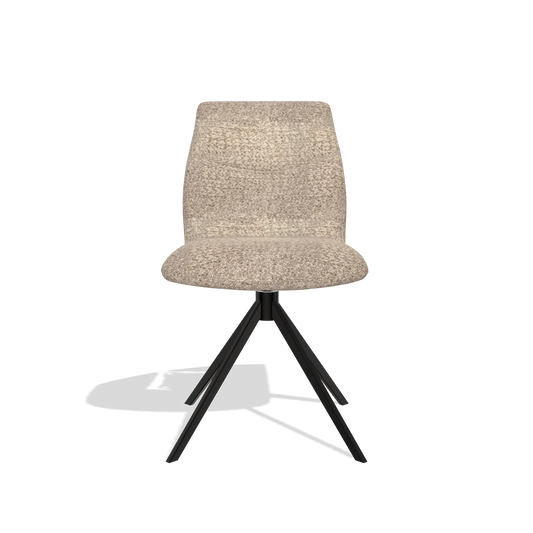 Silla de comedor sin reposabrazos Ferrara 6406 en tela Venga 10 (greige), base giratoria en negro, vista frontal