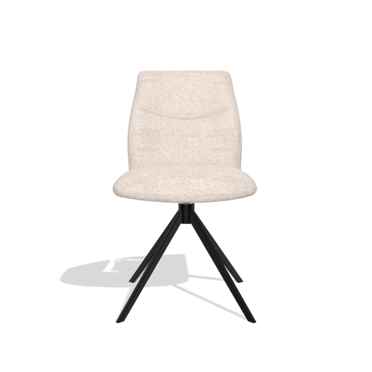 Silla de comedor sin reposabrazos Ferrara 6406 en tela Venga 102 (gris claro), base giratoria en negro, vista frontal