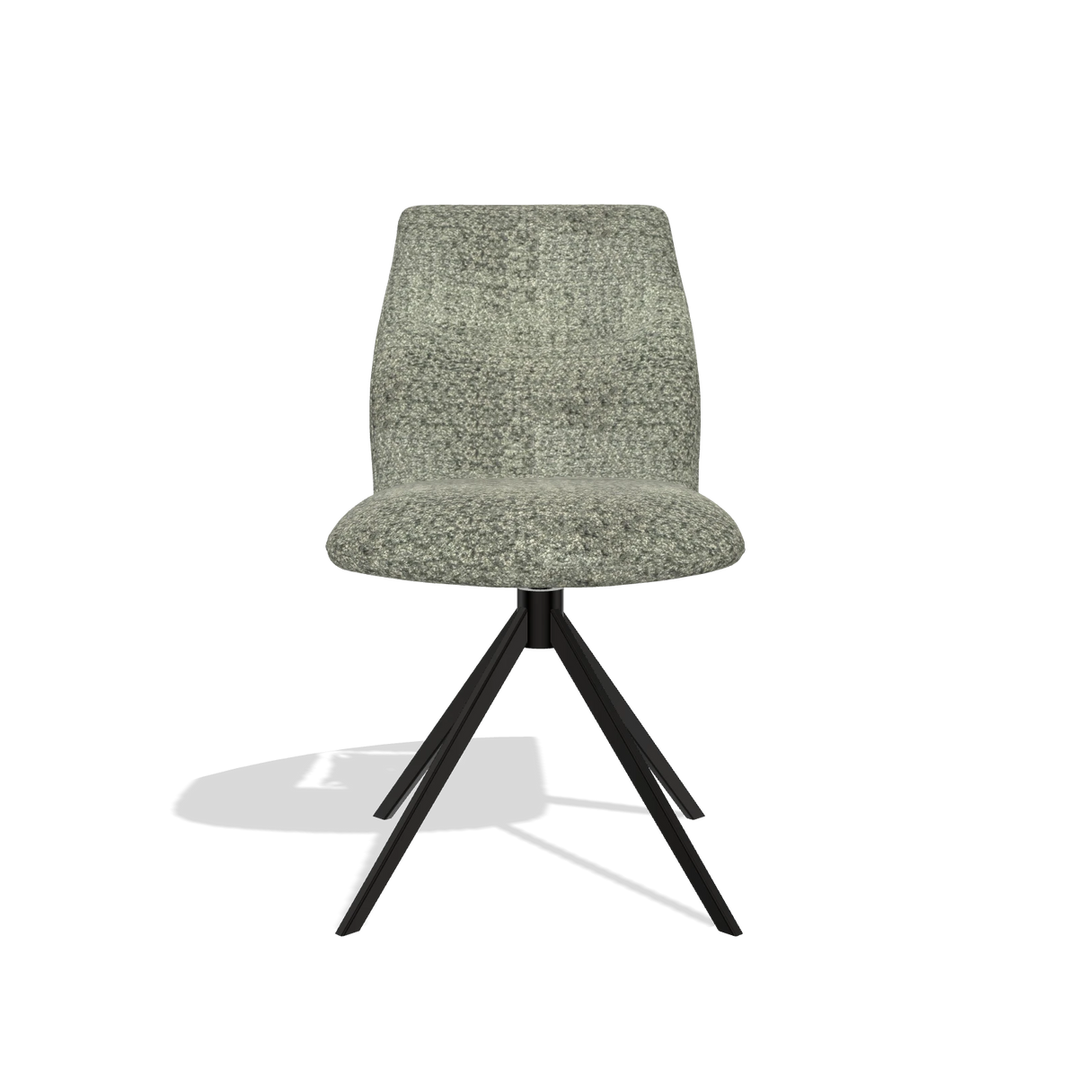 Silla de comedor sin reposabrazos Ferrara 6406 en tela Venga 156 (topo), base giratoria en negro, vista frontal