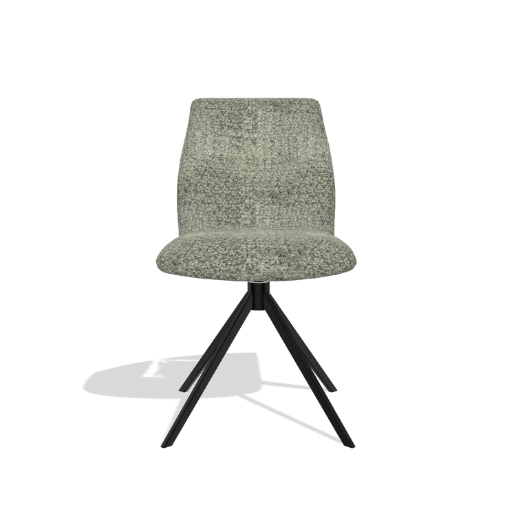 Silla de comedor sin reposabrazos Ferrara 6406 en tela Venga 156 (topo), base giratoria en negro, vista frontal