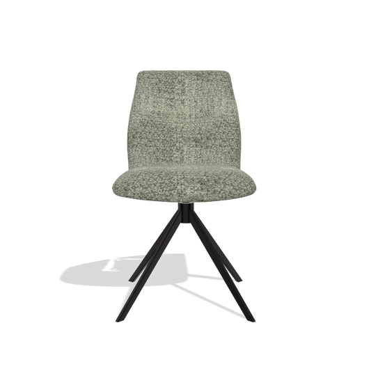 Silla de comedor sin reposabrazos Ferrara 6406 en tela Venga 156 (topo), base giratoria en negro, vista frontal