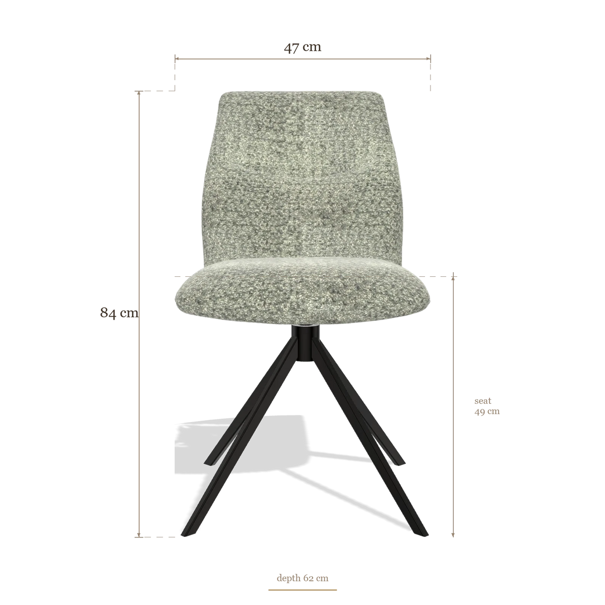 Silla de comedor sin reposabrazos Ferrara 6406, medidas 47 x 62 x 84 cm