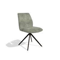 Silla de comedor sin reposabrazos Ferrara 6406 en tela Venga 156 (topo), base giratoria en espresso, vista en ángulo