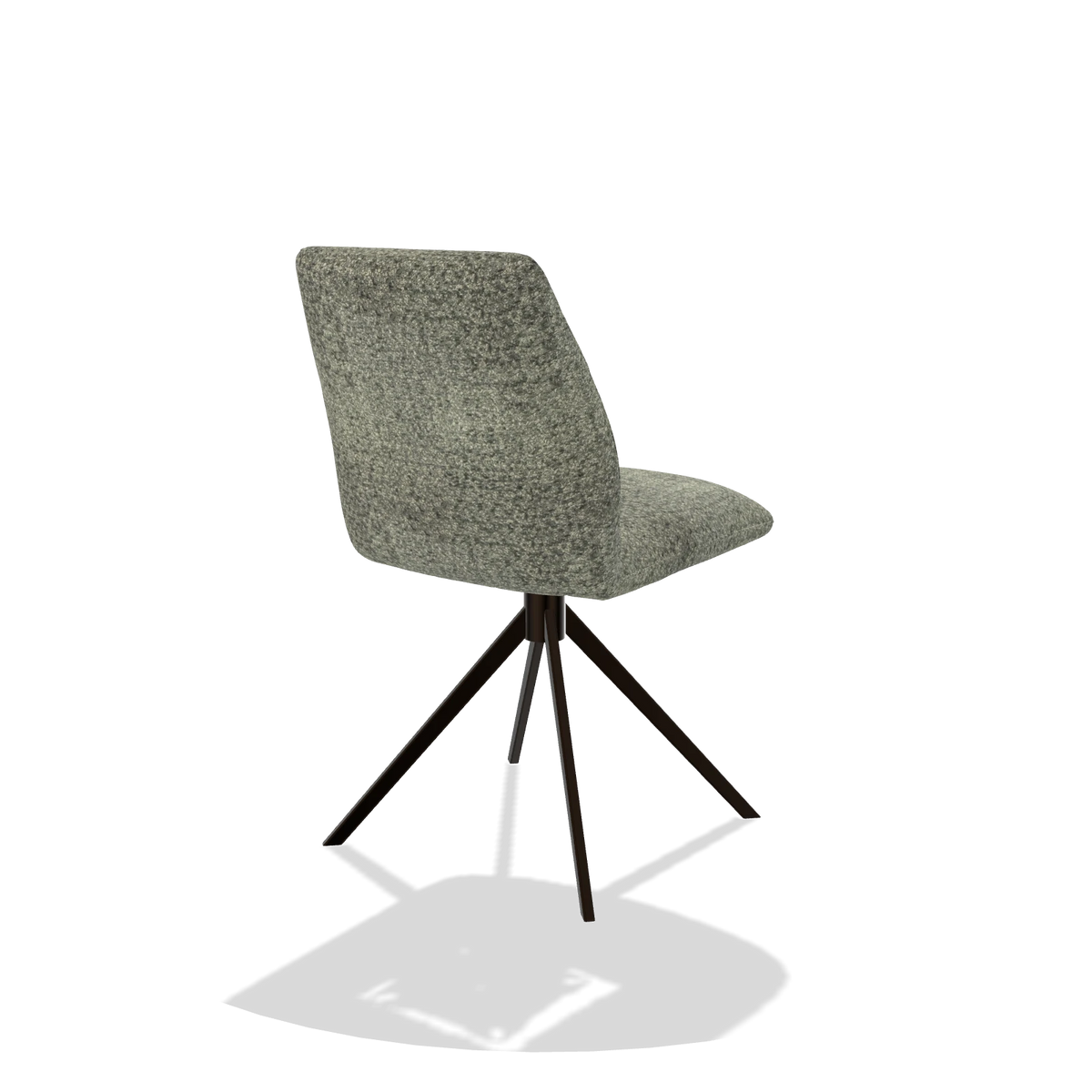 Silla de comedor sin reposabrazos Ferrara 6406 en tela Venga 156 (topo), base giratoria en espresso, vista trasera en ángulo