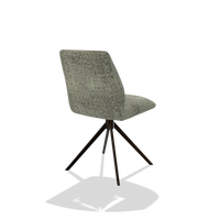 Silla de comedor sin reposabrazos Ferrara 6406 en tela Venga 156 (topo), base giratoria en espresso, vista trasera en ángulo