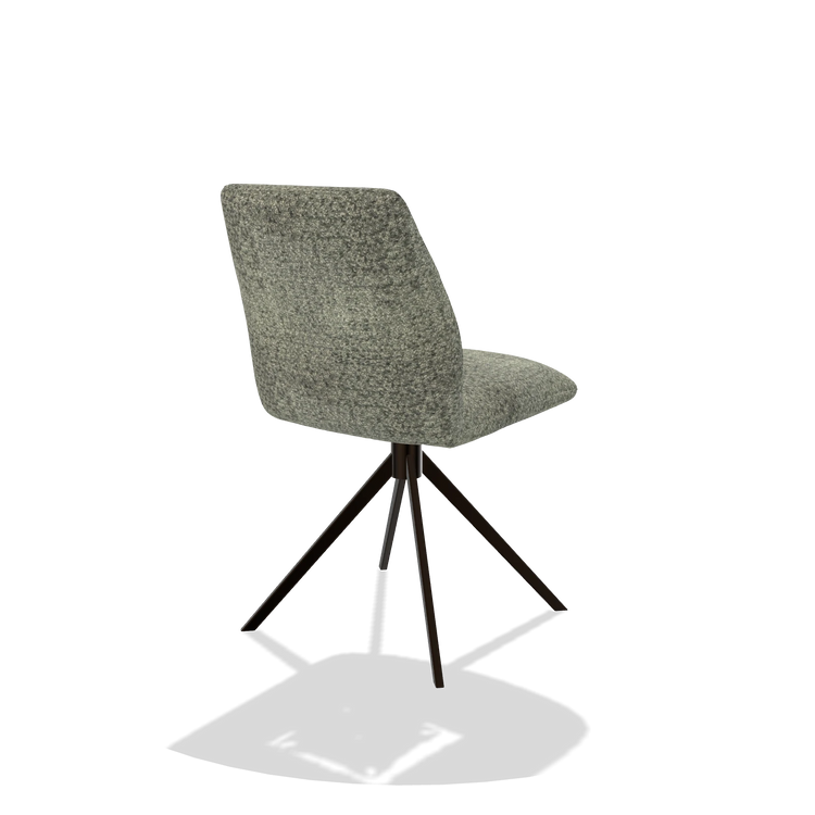 Silla de comedor sin reposabrazos Ferrara 6406 en tela Venga 156 (topo), base giratoria en espresso, vista trasera en ángulo