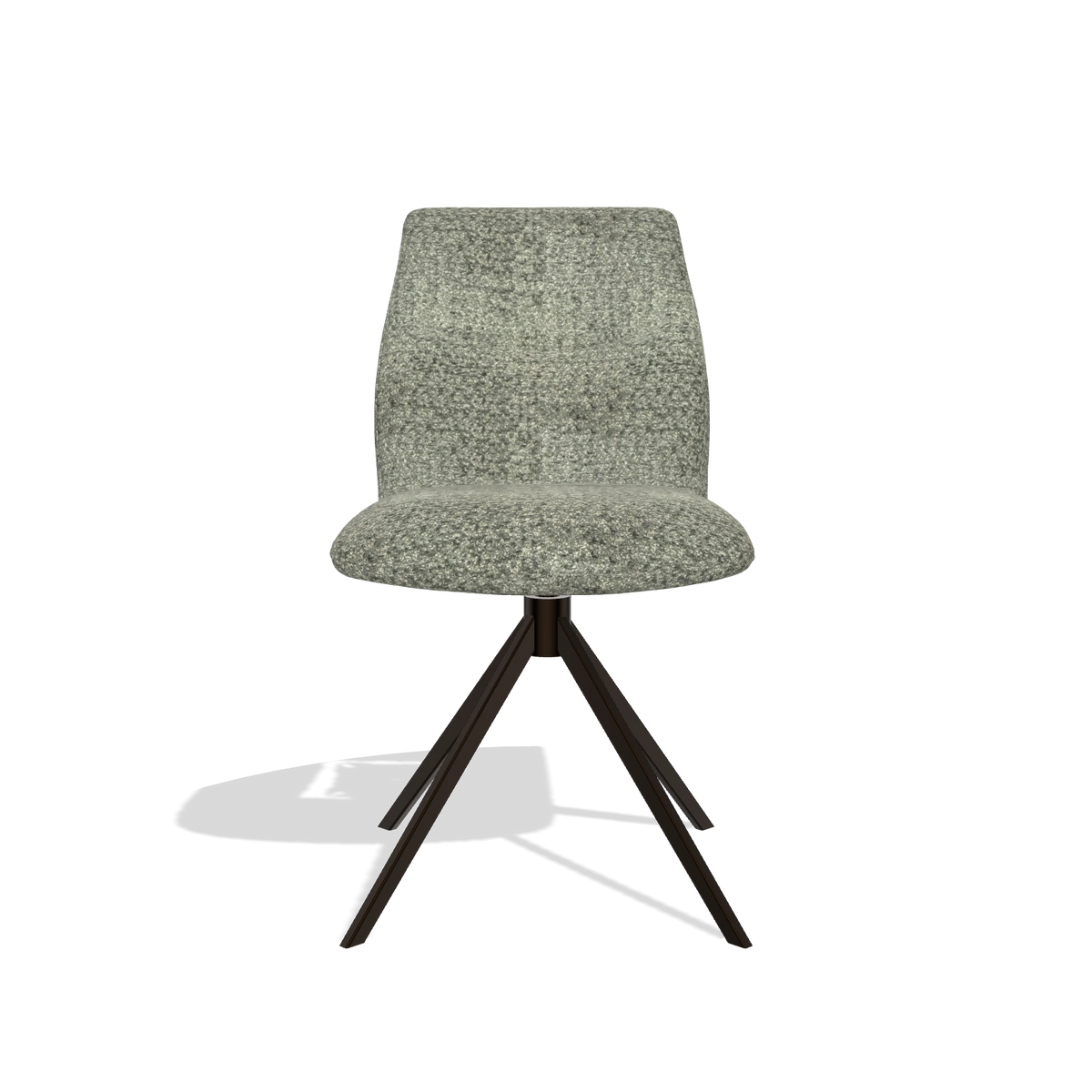 Silla de comedor sin reposabrazos Ferrara 6406 en tela Venga 156 (topo), base giratoria en espresso, vista frontal