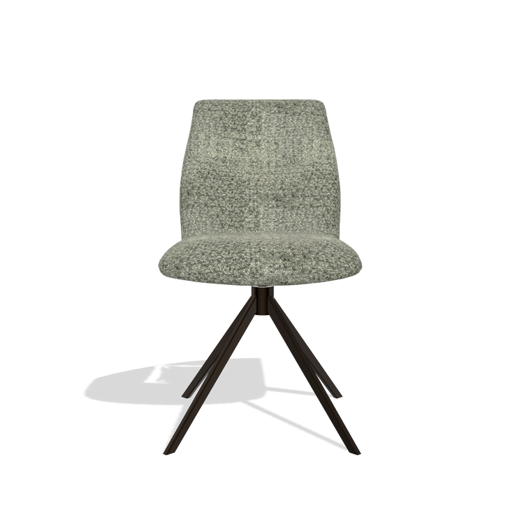 Silla de comedor sin reposabrazos Ferrara 6406 en tela Venga 156 (topo), base giratoria en espresso, vista frontal