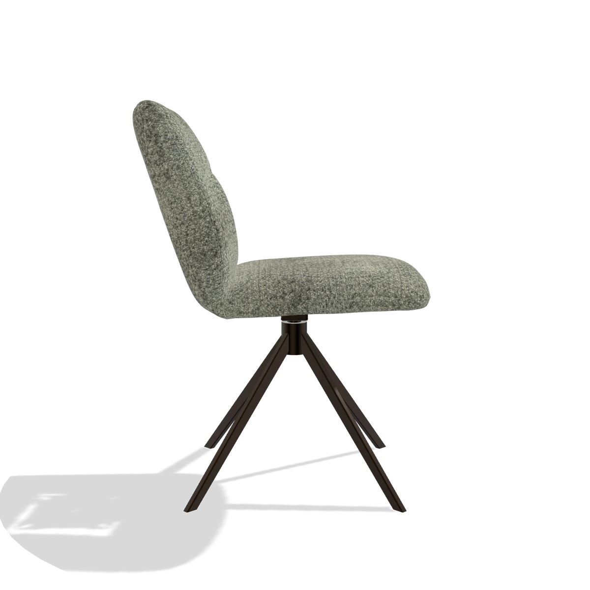 Silla de comedor sin reposabrazos Ferrara 6406 en tela Venga 156 (topo), base giratoria en espresso, vista lateral