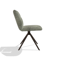 Silla de comedor sin reposabrazos Ferrara 6406 en tela Venga 156 (topo), base giratoria en espresso, vista lateral