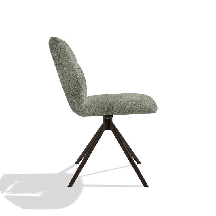 Silla de comedor sin reposabrazos Ferrara 6406 en tela Venga 156 (topo), base giratoria en espresso, vista lateral