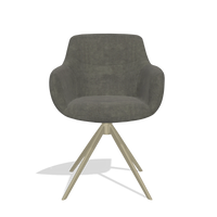 Chaise de salle à manger avec accoudoirs Ferrara 6406 en tissu Adore 156 (gris foncé), pied pivotant en champagne, vue de face