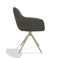 Chaise de salle à manger avec accoudoirs Ferrara 6406 en tissu Adore 156 (gris foncé), pied pivotant en champagne, vue de profil