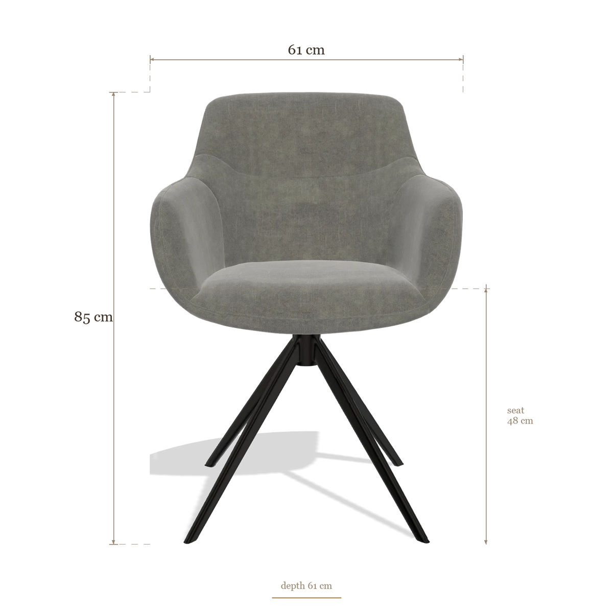 Chaise de salle à manger avec accoudoirs Ferrara 6406, dimensions 61 x 61 x 85 cm