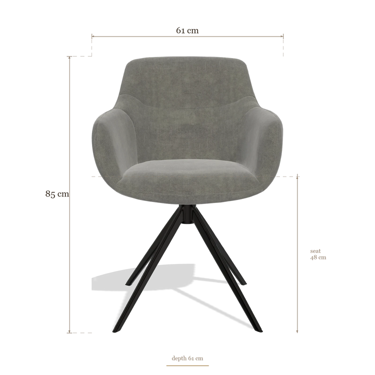 Chaise de salle à manger avec accoudoirs Ferrara 6406, dimensions 61 x 61 x 85 cm