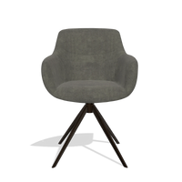 Chaise de salle à manger avec accoudoirs Ferrara 6406 en tissu Adore 156 (gris foncé), pied pivotant en espresso, vue de face