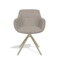Chaise de salle à manger avec accoudoirs Ferrara 6406 en tissu Ascot Toffee (gris), pied pivotant en champagne, vue de face