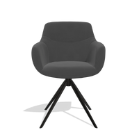 Sedia da pranzo con braccioli Ferrara 6406 in Pelle B905 (antracite), base girevole in nero, vista frontale