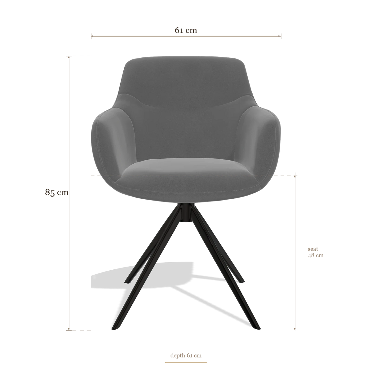 Sedia da pranzo con braccioli Ferrara 6406, dimensioni 61 x 61 x 85 cm