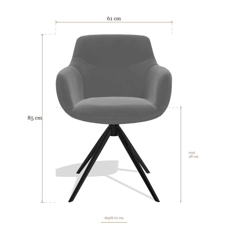 Sedia da pranzo con braccioli Ferrara 6406, dimensioni 61 x 61 x 85 cm