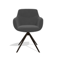 Sedia da pranzo con braccioli Ferrara 6406 in Pelle B905 (antracite), base girevole in espresso, vista frontale