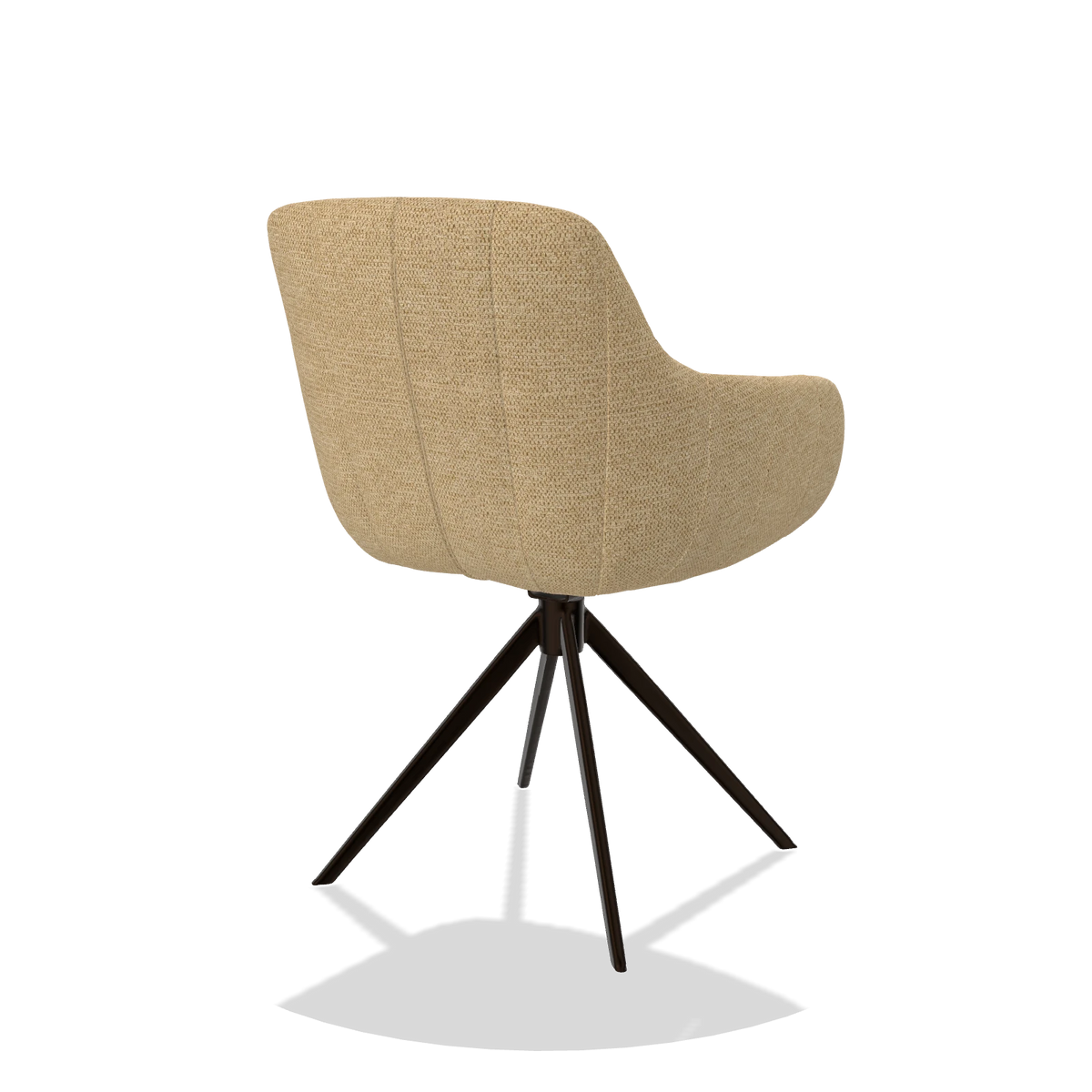 Eetkamerstoel met armleuningen Ferrara 6406 in stof Mito 170 (beige), draaivoet in espresso, schuin achteraanzicht