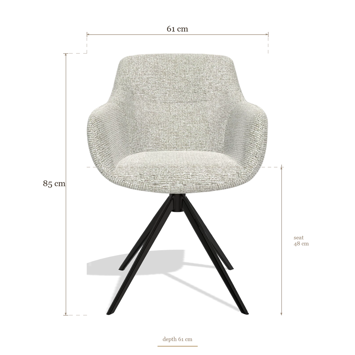 Sedia da pranzo con braccioli Ferrara 6406, dimensioni 61 x 61 x 85 cm