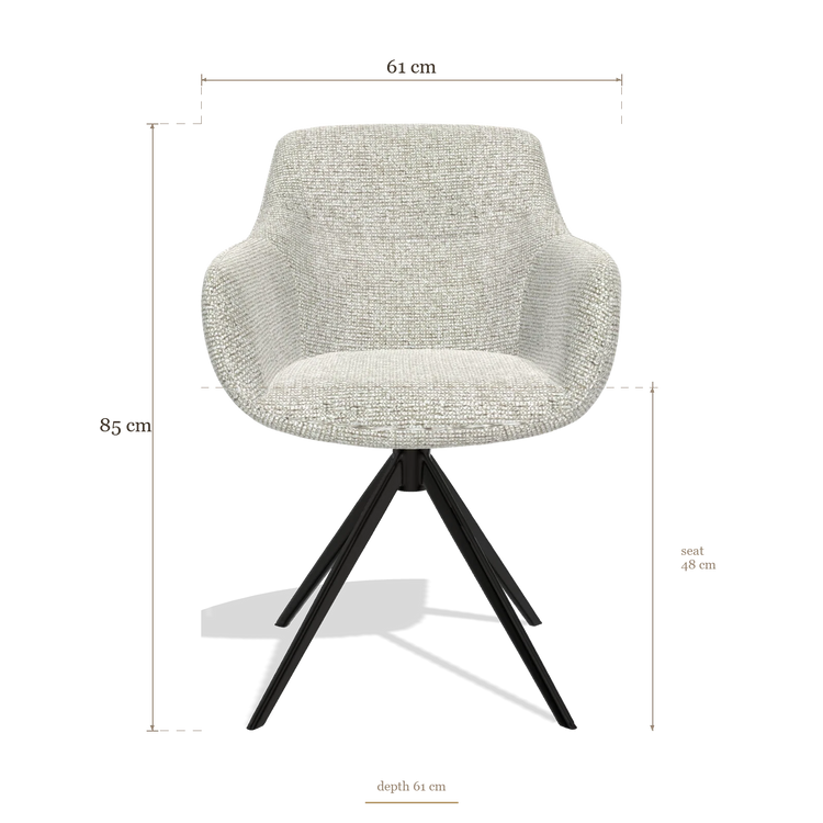 Sedia da pranzo con braccioli Ferrara 6406, dimensioni 61 x 61 x 85 cm