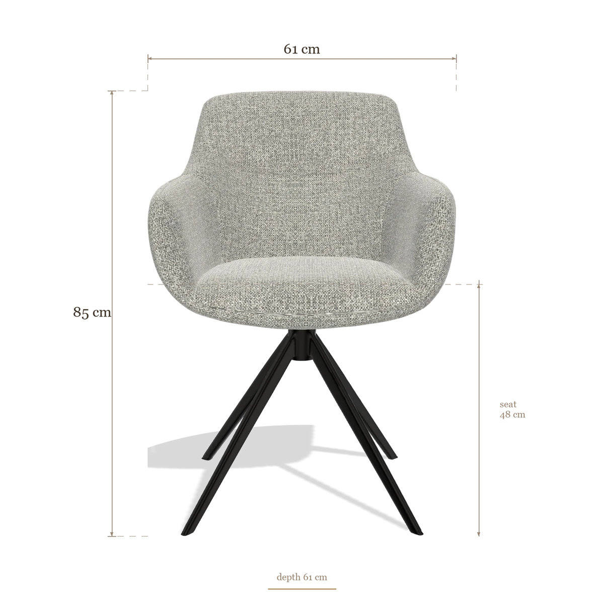 Sedia da pranzo con braccioli Ferrara 6406, dimensioni 61 x 61 x 85 cm