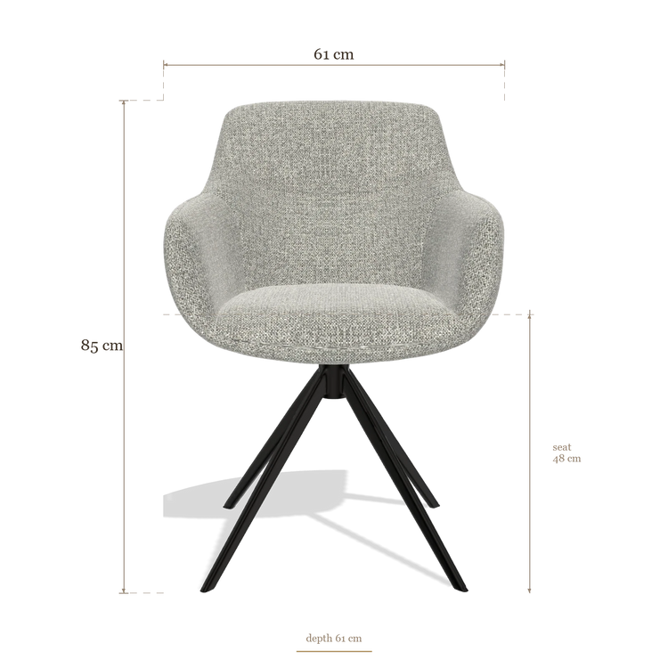Sedia da pranzo con braccioli Ferrara 6406, dimensioni 61 x 61 x 85 cm