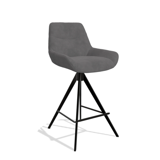 Barhocker Ferrara 6458 in Stoff Adore 180 (Dunkelgrau), Beine in Schwarz, Schrägansicht