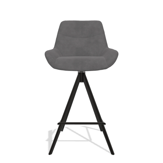Barhocker Ferrara 6458 in Stoff Adore 180 (Dunkelgrau), Beine in Schwarz, Vorderansicht