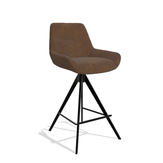 Barhocker Ferrara 6458 in Stoff Adore 28 (Schokobraun), Beine in Schwarz, Schrägansicht