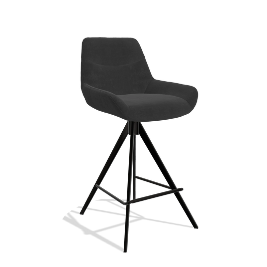 Barhocker Ferrara 6458 in Stoff Adore 67 (Schwarz), Beine in Schwarz, Schrägansicht