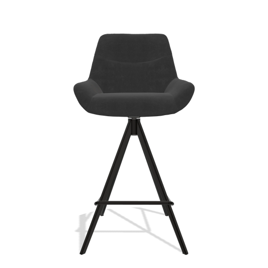 Barhocker Ferrara 6458 in Stoff Adore 67 (Schwarz), Beine in Schwarz, Vorderansicht
