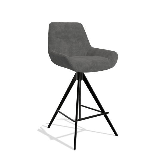 Barhocker Ferrara 6458 in Stoff Adore 68 (Dunkelgrau), Beine in Schwarz, Schrägansicht