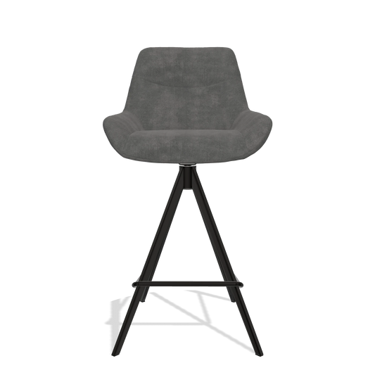 Barhocker Ferrara 6458 in Stoff Adore 68 (Dunkelgrau), Beine in Schwarz, Vorderansicht