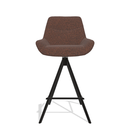 Barhocker Ferrara 6458 in Stoff Ascot Brick (Schokobraun), Beine in Schwarz, Vorderansicht