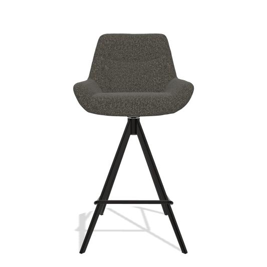 Barhocker Ferrara 6458 in Stoff Ascot Mouse (Schokobraun), Beine in Schwarz, Vorderansicht