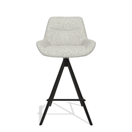 Barhocker Ferrara 6458 in Stoff Ascot Pearl (Hellgrau), Beine in Schwarz, Vorderansicht