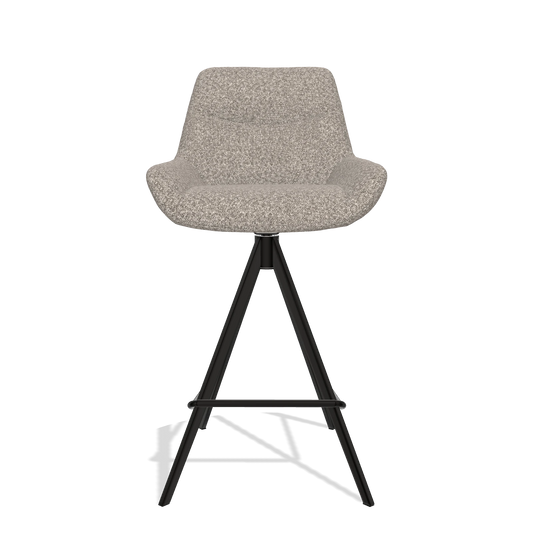 Barhocker Ferrara 6458 in Stoff Ascot Toffee (Grau), Beine in Schwarz, Vorderansicht