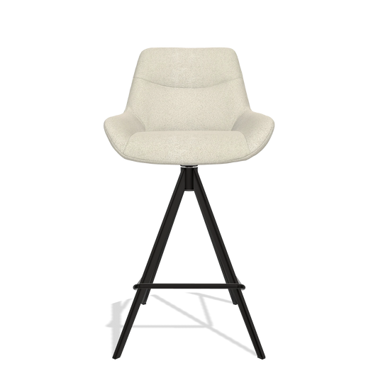 Barhocker Ferrara 6458 in Stoff Boogie 84 (Hellgrau), Beine in Schwarz, Vorderansicht