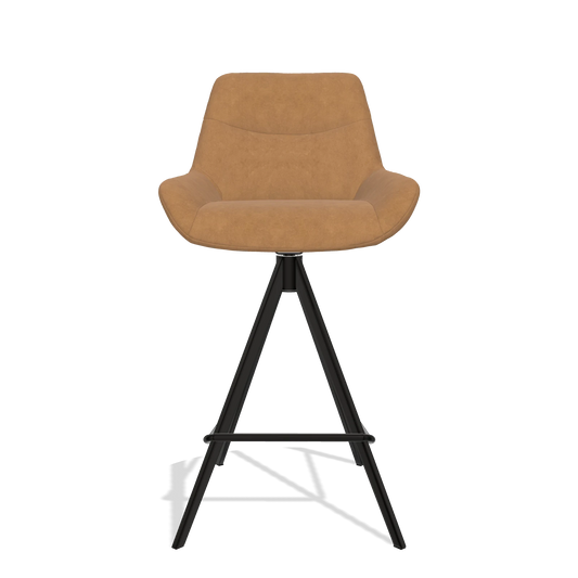 Barhocker Ferrara 6458 in Stoff Bull 09 (Karamell), Beine in Schwarz, Vorderansicht