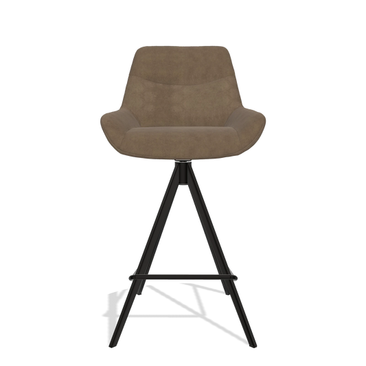 Barhocker Ferrara 6458 in Stoff Bull 15 (Braun), Beine in Schwarz, Vorderansicht