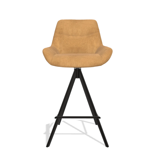 Barhocker Ferrara 6458 in Stoff Bull 16 (Ocker), Beine in Schwarz, Vorderansicht