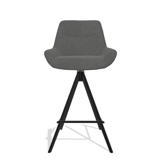 Barhocker Ferrara 6458 in Stoff Bull 67 (Dunkelgrau), Beine in Schwarz, Vorderansicht